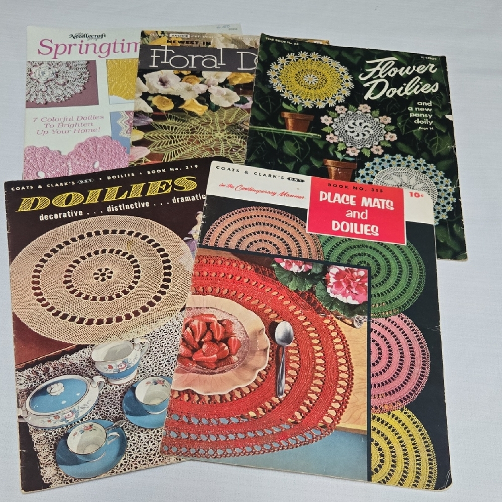 Vintage Coats And Clark's Crochet Doilies Pattern Booklets